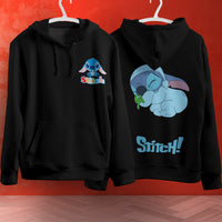 Stitch Hoodie Streetwear Fashion Black Hooded Pullover Personality Sweatshirt 12