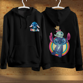 Stitch Hoodie Streetwear Fashion Black Hooded Pullover Personality Sweatshirt 1
