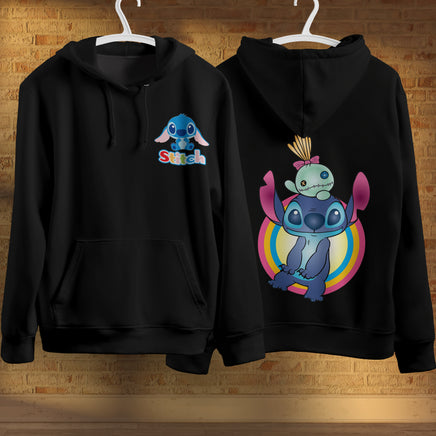 Stitch Hoodie Streetwear Fashion Black Hooded Pullover Personality Sweatshirt 1
