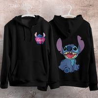Stitch Hoodie Streetwear Fashion Black Hooded Pullover Personality Sweatshirt 9