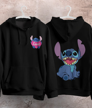 Stitch Hoodie Streetwear Fashion Black Hooded Pullover Personality Sweatshirt
