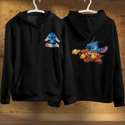 Stitch Hoodie Streetwear Fashion Black Hooded Pullover Personality Sweatshirt 2