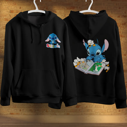 Stitch Hoodie Streetwear Fashion Black Hooded Pullover Personality Sweatshirt 3