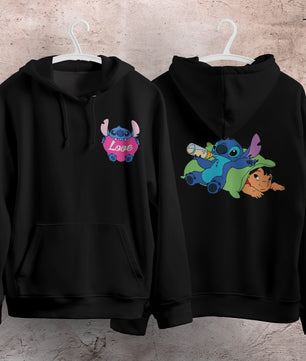 Stitch Hoodie Streetwear Fashion Black Hooded Pullover Personality Sweatshirt
