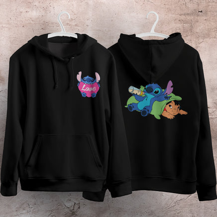 Stitch Hoodie Streetwear Fashion Black Hooded Pullover Personality Sweatshirt 10