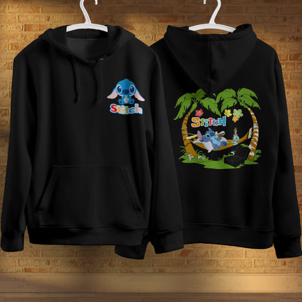 Stitch Hoodie Streetwear Fashion Black Hooded Pullover Personality Sweatshirt 6