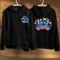 Stitch Hoodie Streetwear Fashion Black Hooded Pullover Personality Sweatshirt 7