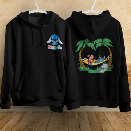 Stitch Hoodie Streetwear Fashion Black Hooded Pullover Personality Sweatshirt 11