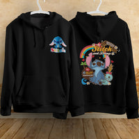 Stitch Hoodie Streetwear Fashion Black Hooded Pullover Personality Sweatshirt 13