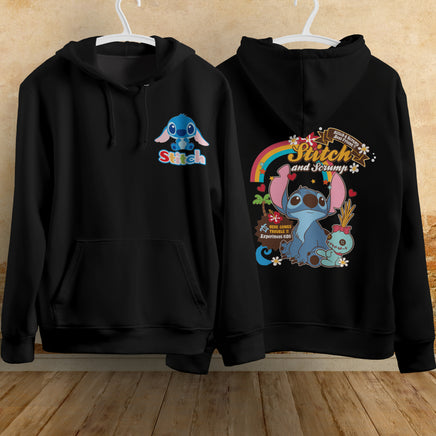 Stitch Hoodie Streetwear Fashion Black Hooded Pullover Personality Sweatshirt 13