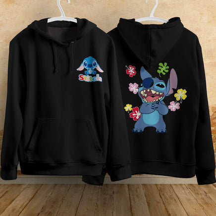 Stitch Hoodie Streetwear Fashion Black Hooded Pullover Personality Sweatshirt 14