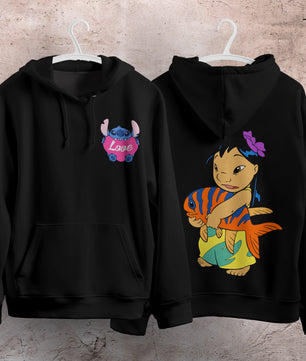 Stitch Hoodie Streetwear Fashion Black Hooded Pullover Personality Sweatshirt