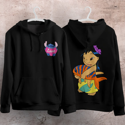 Stitch Hoodie Streetwear Fashion Black Hooded Pullover Personality Sweatshirt 11