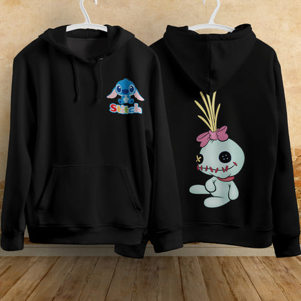 Stitch Hoodie Streetwear Fashion Black Hooded Pullover Personality Sweatshirt 16
