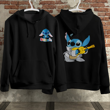Stitch Hoodie Streetwear Fashion Black Hooded Pullover Personality Sweatshirt 2