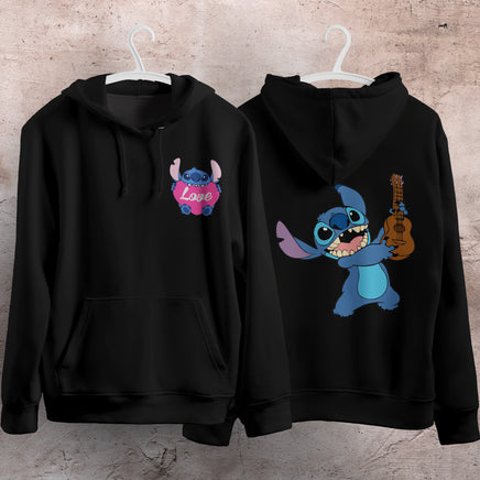 Stitch Hoodie Streetwear Fashion Black Hooded Pullover Personality Sweatshirt 13
