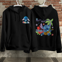 Stitch Hoodie Streetwear Fashion Black Hooded Pullover Personality Sweatshirt 5