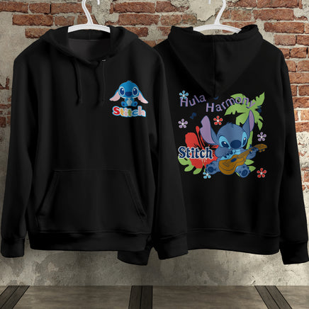 Stitch Hoodie Streetwear Fashion Black Hooded Pullover Personality Sweatshirt 5