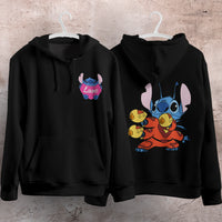 Stitch Hoodie Streetwear Fashion Black Hooded Pullover Personality Sweatshirt 2