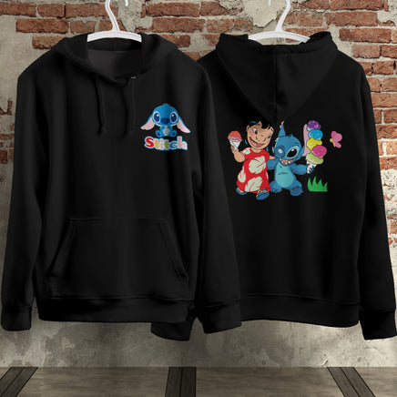 Stitch Hoodie Streetwear Fashion Black Hooded Pullover Personality Sweatshirt 6