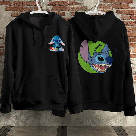 Stitch Hoodie Streetwear Fashion Black Hooded Pullover Personality Sweatshirt 7