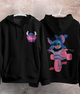 Stitch Hoodie Streetwear Fashion Black Hooded Pullover Personality Sweatshirt