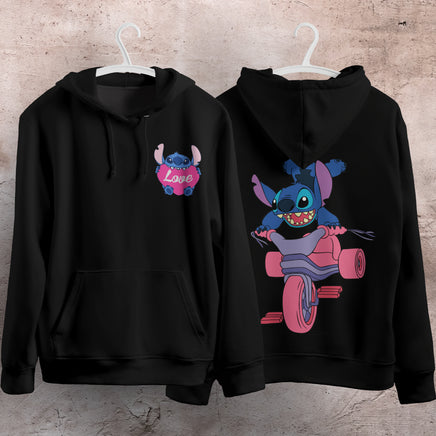 Stitch Hoodie Streetwear Fashion Black Hooded Pullover Personality Sweatshirt 14