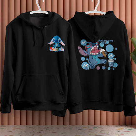 Stitch Hoodie Streetwear Fashion Black Hooded Pullover Personality Sweatshirt 13