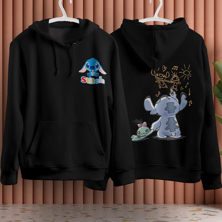 Stitch Hoodie Streetwear Fashion Black Hooded Pullover Personality Sweatshirt 14