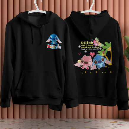Stitch Hoodie Streetwear Fashion Black Hooded Pullover Personality Sweatshirt 15