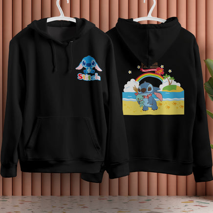 Stitch Hoodie Streetwear Fashion Black Hooded Pullover Personality Sweatshirt 16