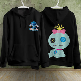 Stitch Hoodie Streetwear Fashion Black Hooded Pullover Personality Sweatshirt 1