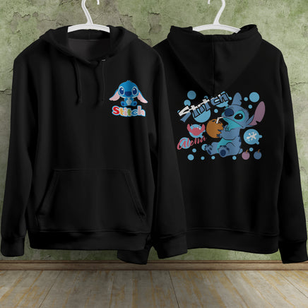 Stitch Hoodie Streetwear Fashion Black Hooded Pullover Personality Sweatshirt 3
