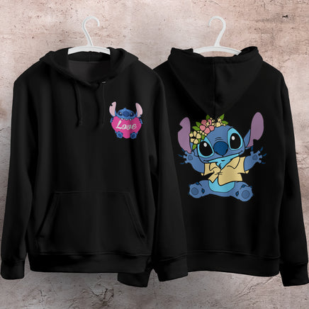 Stitch Hoodie Streetwear Fashion Black Hooded Pullover Personality Sweatshirt 15