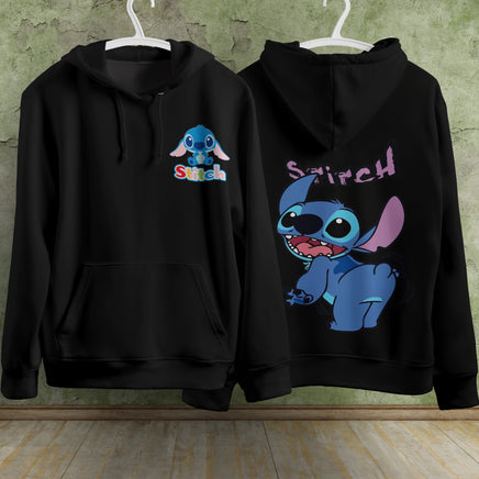 Stitch Hoodie Streetwear Fashion Black Hooded Pullover Personality Sweatshirt 5