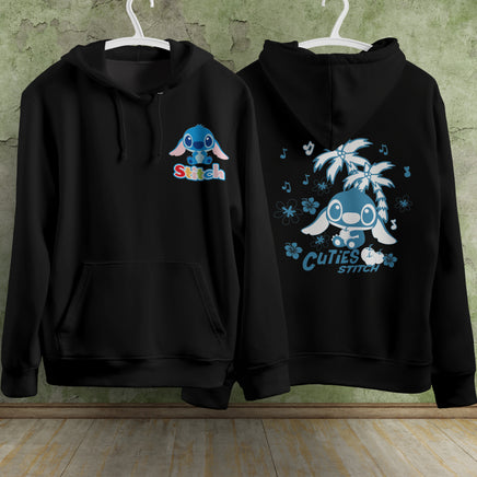 Stitch Hoodie Streetwear Fashion Black Hooded Pullover Personality Sweatshirt 6