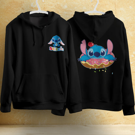 Stitch Hoodie Streetwear Fashion Black Hooded Pullover Personality Sweatshirt 7
