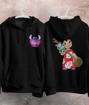 Stitch Hoodie Streetwear Fashion Black Hooded Pullover Personality Sweatshirt