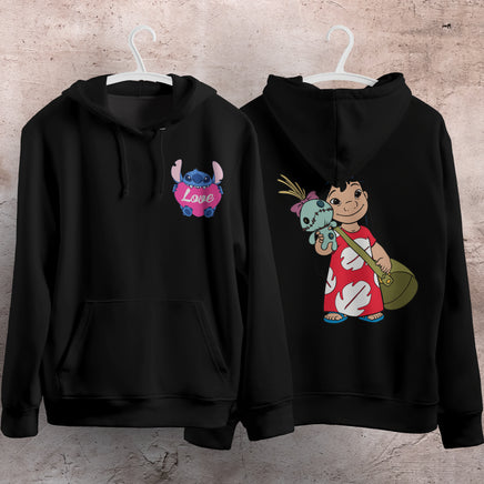 Stitch Hoodie Streetwear Fashion Black Hooded Pullover Personality Sweatshirt 16