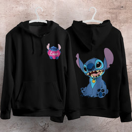 Stitch Hoodie Streetwear Fashion Black Hooded Pullover Personality Sweatshirt 1