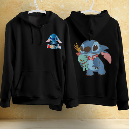 Stitch Hoodie Streetwear Fashion Black Hooded Pullover Personality Sweatshirt 9