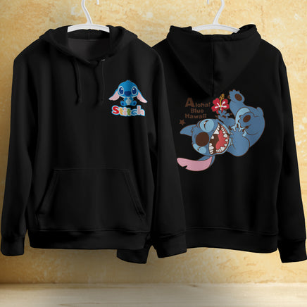Stitch Hoodie Streetwear Fashion Black Hooded Pullover Personality Sweatshirt 10