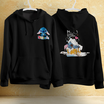Stitch Hoodie Streetwear Fashion Black Hooded Pullover Personality Sweatshirt 12