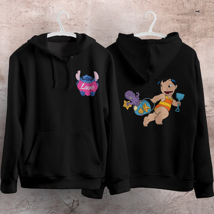 Stitch Hoodie Streetwear Fashion Black Hooded Pullover Personality Sweatshirt 2