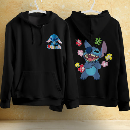 Stitch Hoodie Streetwear Fashion Black Hooded Pullover Personality Sweatshirt 13