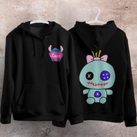 Stitch Hoodie Streetwear Fashion Black Hooded Pullover Personality Sweatshirt 3