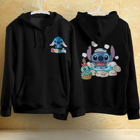 Stitch Hoodie Streetwear Fashion Black Hooded Pullover Personality Sweatshirt 15