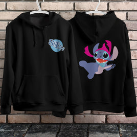 Stitch Hoodie Streetwear Fashion Black Hooded Pullover Personality Sweatshirt 1