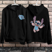 Stitch Hoodie Streetwear Fashion Black Hooded Pullover Personality Sweatshirt 5