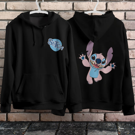 Stitch Hoodie Streetwear Fashion Black Hooded Pullover Personality Sweatshirt 5